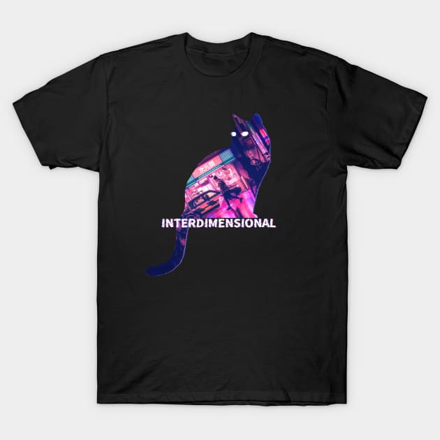 INTERDIMENSIONAL Cat #4 Dark Colors T-Shirt by EvoFORMA